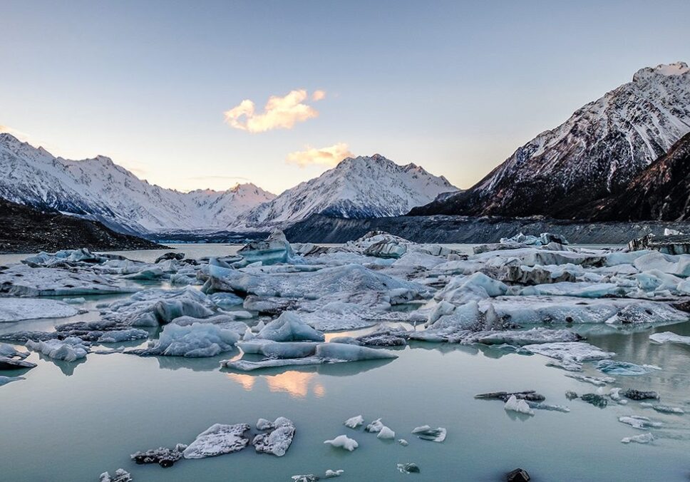 Frozen lake and glaciers